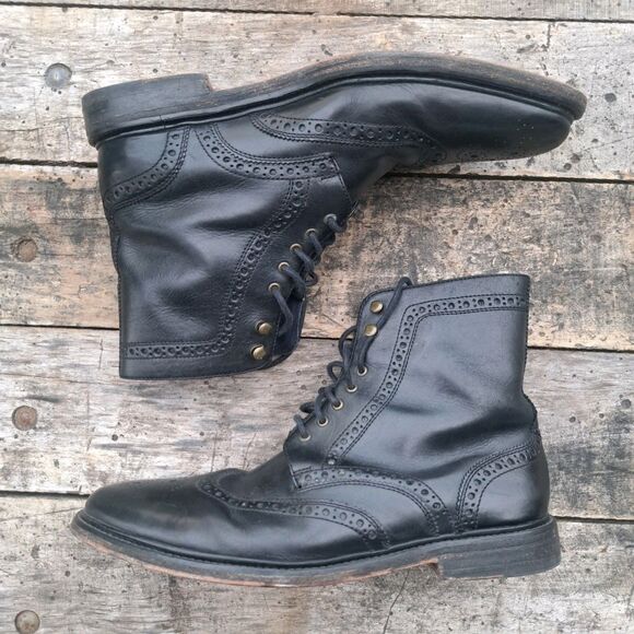 Cole Haan 11.5 Mens Signature Wingtip Black Leather Italian Oxford Shoe Boot main image 7